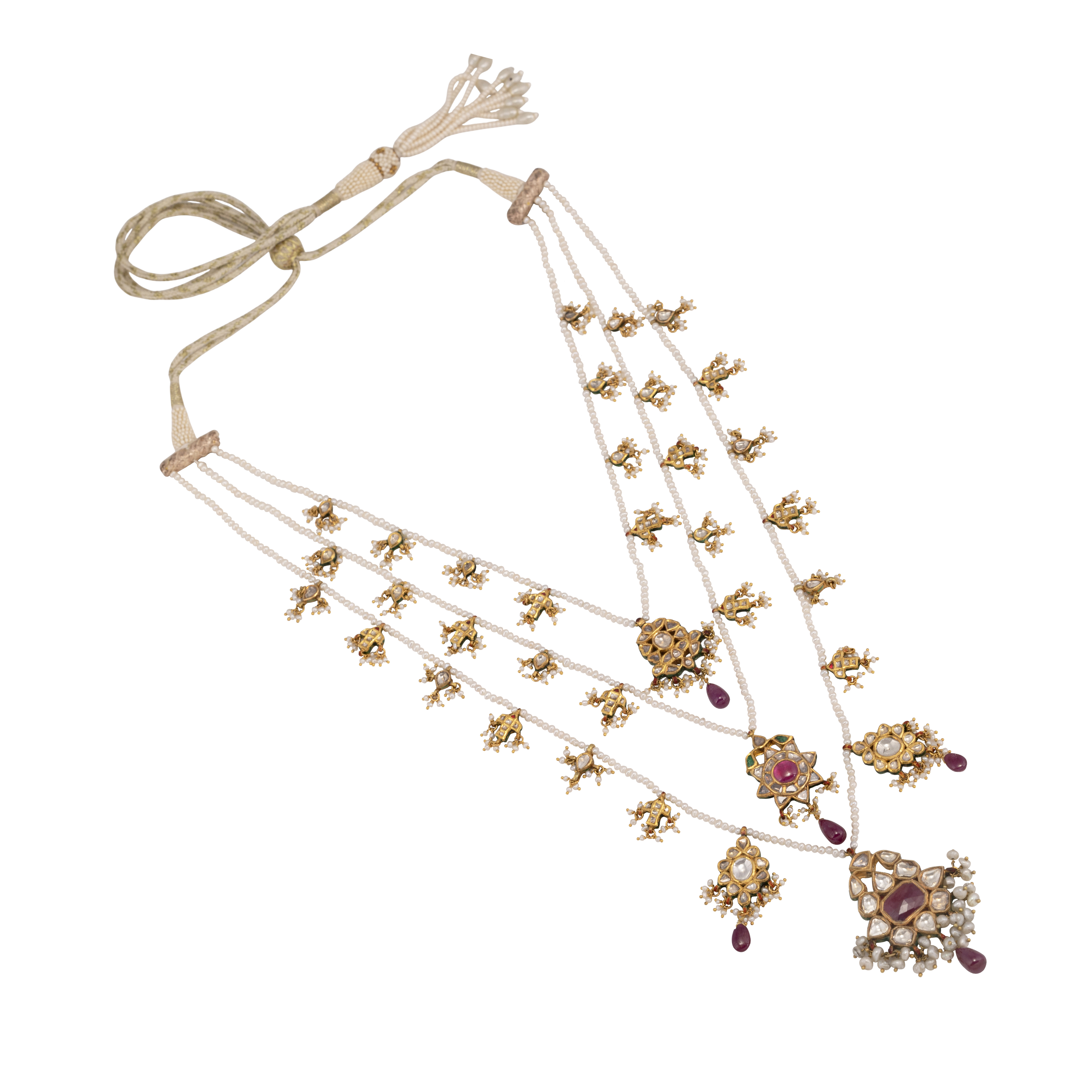 Teen Lada Necklace with Polkis, Rubies, and Pearls